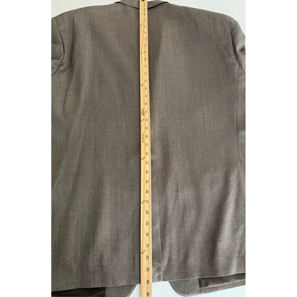 Ralph Lauren Mens Wool/Silk Light Brown/Blue Plaid Suit Jacket 52 Long NWT